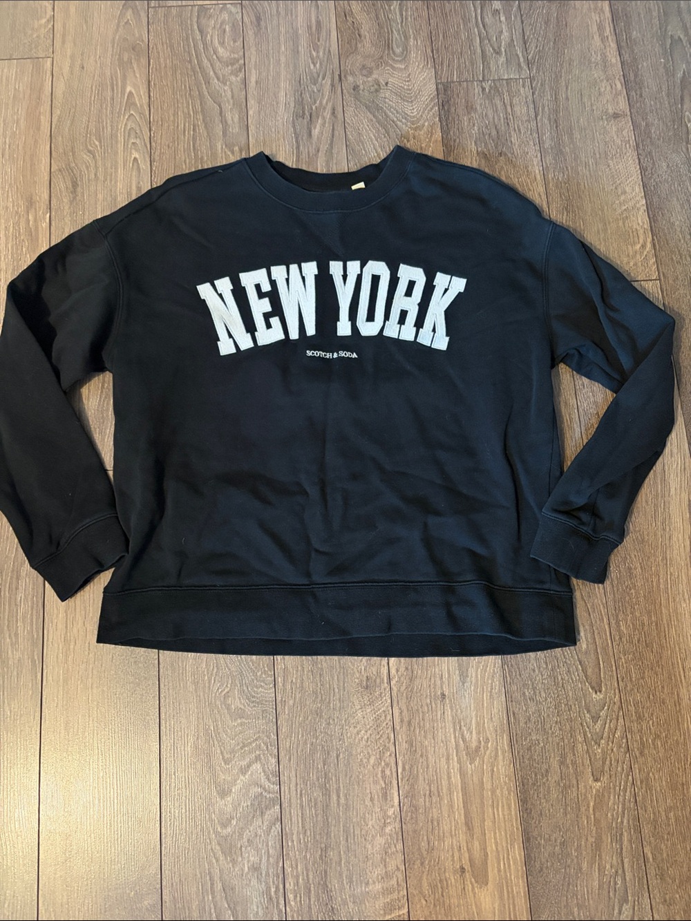 Scotch & Soda Black Sweatshirt with White NEW YORK Graphic